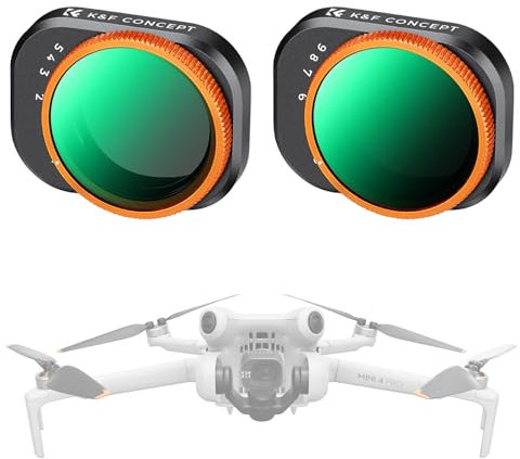 K&F Concept Mini 4 Pro ND Filter, Variable ND Filter kompatibel mit DJI Mini 4 Pro, Variabler ND2-ND32 und Variabler ND Filter ND32-512 mit mehrfach beschichtete HD optisches Glas, Aluminium Version