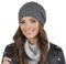 VIVISENCE Damen Wintermütze Mit Klassischem Schnitt Warme Gemütlich Mütze Für Frauen Garn Und Wolle Verziert Perfekter Passform Ideal Für Kalte Wintertage Modell 7012, Dunkelgrau,Einheitsgröße