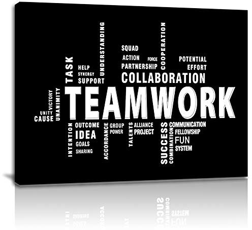 AMART SUN Teamwork Kunstdruck auf Leinwand, Motivations-Kunstwerk, moderne Heimdekoration, inspirierende Dekoration für Büro, gerahmt, fertig zum Aufhängen
