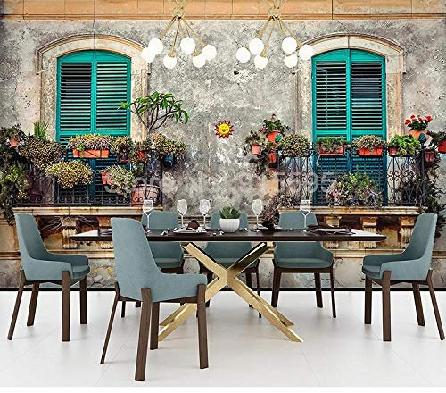 Benutzerdefinierte Wandbild Retro Nostalgie Fenster Kunst Wandmalerei European Style Coffee Shop-400Cmx280Cm