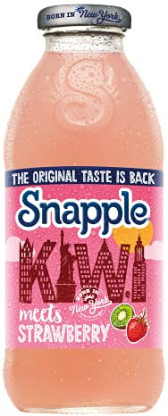 Snapple Kiwi Meets Jus de boisson aromatisée à la fraise, véritable goût de fruits, sans arômes ni colorants artificiels, 1 flacon de 473 ml