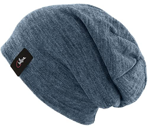 Chillaz Relaxed Beanie Blau - Elastische bequeme Mütze, Größe One Size - Farbe Blue Melange