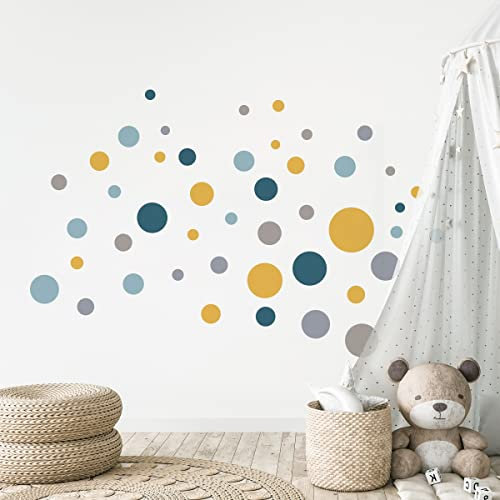 GRAVURZEILE Wandtattoo - Kreise Design - Wandtattoo für Kinderzimmer - Mädchen & Jungen - Selbstklebend - Konturschnitt ohne Transparente oder weiße Ränder – Größe 115x70 cm