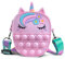 Sichy Pop It Tasche, 2 in 1 Fidget Toys Taschen Umhängetasche mit Längenverstellbarem Tragegurt, Pop It Einhorn Tasche für Erwachsene Kinder Geschenke für Mädchen