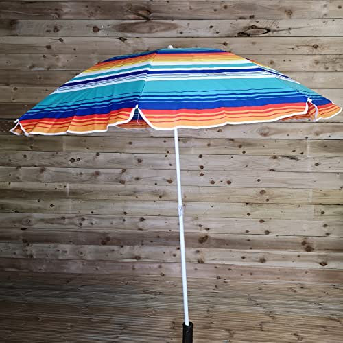 Redwood Leisure 170cm Diameter Multi Coloured Fabric Cover Beach Garden Parasol Umbrella with Adj Height to 1.8m