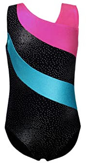 XiaoMoSha Body Ginnastica Artistica Bambina Manica Lunga/Senza Maniche Body Danza Bambina Body Ginnastica Ritmica per Bambine e Ragazze, Nero-1, 9-10 Anni
