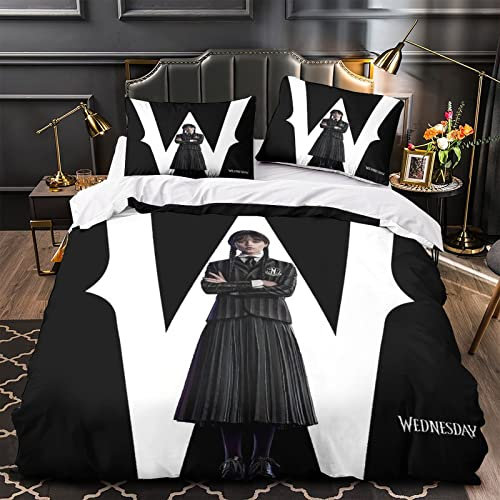 Enfunt-Home Addams Bettwäsche Set 100% Mikrofaser - 3D Digital Print Bettbezug und Kissenbezug