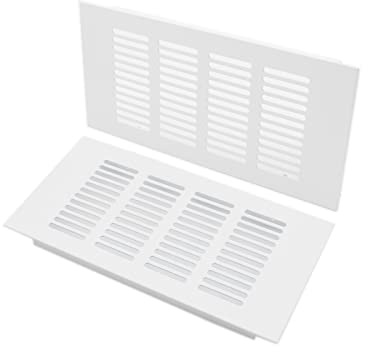 TTZEZE - 2 cubiertas de ventilación de aleación de aluminio color blanco, rejilla de ventilación rectangular de metal para armario, estufa, zapatos, gabinete, fregadero, cocina, baño, pared lateral