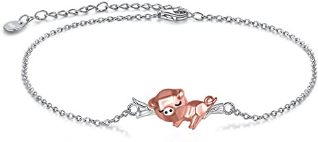 YAFEINI Schwein Armband 925 Sterling Silber Ast Origami Schwein Armband Schmuck Geschenke für Deman Mutter Ehefrau