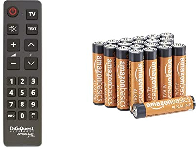 DIGIQUEST Easy Plus- Telecomando Universale, Compatibile con tutte le TV, Nero & Amazon Basics Batterie alcaline AAA 1.5 Volt, Performance, confezione da 20 (l’aspetto potrebbe variare dall’immagine)