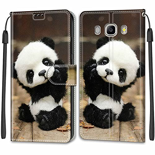 Feyten Kompatibel mit Samsung Galaxy J5 2016 /J510 Hülle, Handyhülle Samsung J5 2016 /J510, Handytasche J5 2016 /J510 Schutzhülle Wallet Leder Klappbar Magnet Klapphülle Flip Case (Panda)