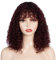 FASHION IDOL Bob Curly Echthaar-Perücken mit Pony Jerry Curl Bob Perücken Echthaar brasilianische Virgin Echthaar keine Lace Front Perücken für Frauen (30CM, weinrot)