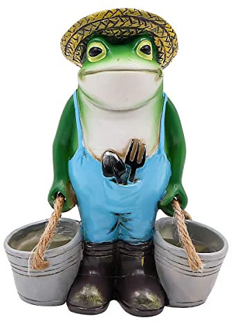 NUZAMAS Frosch-Gartendeko-Statuen für den Außenbereich, Frosch-Blumentopf, Basteln, Frosch-Statue, Bauernhof-Frosch, Garten-Dekoration, dekorative Harz-Frosch-Topf-Ornament für Garten, Hof