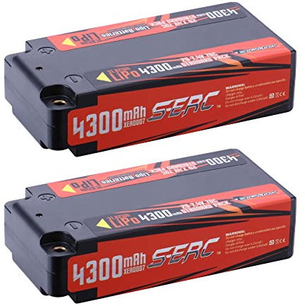 SUNPADOW 7.4V 2S Lipo Battery 4300mAh 70C Hard Case for RC Vehicles Car Truck Truggy Boat Tank Buggy Racing Hobby (2 Pack)