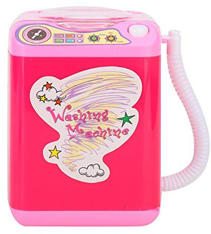 Lavatrice per trucco, lavatrice elettrica, mini lavatrice per simulazione Lavatrice elettrica per pennelli per trucco(rosa rossa)