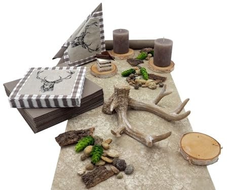 ZauberDeko Tischdeko Geburtstag Mann Braun Natur Jäger Landhausstil Set