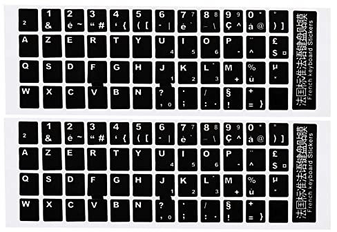 PATIKIL 2Pack Französisch Tastatur Aufkleber Universelle Tastatur Ersatz Abdeckung Glatt für Laptop Schreibtisch Computer Schwarz Hintergrund Weiß Beschriftung