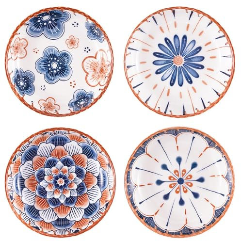 FYBlossom 4er Set Dipschalen Keramik Snack Schalen Set, Stapelbar Snack Servierschalen Kleine Teller Porzellan Sauce Schüssel Dessertschalen, Japanischen Stil Saucenschalen Für Sushi Dessert Soja