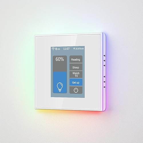 LANBON L8-HD LCD Smart Dimmer Light Switch 1 Gang Wireless 2 Way, Touch Dimmer Light Switch Works w/Alexa&Google Home, 2.4G WiFi Light Switch by Mesh WiFi No Drop & Lag, Neutral Wire Required, White