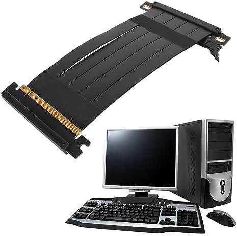 PCIE 4.0 X16 Extender Riser-Kabel, High-Speed-Flex, Doppelseitig, Umgedreht, 180 Grad, PCI-E-Anschlüsse, GPU-Grafikkarten-Verlängerungskabel für RX 7900 XT 7800 XT 7700 XT 7600 (Schwarz)