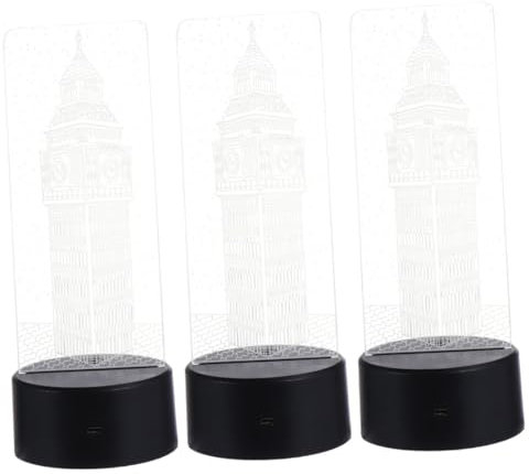 Housoutil 3 Sätze 3d-nachtlicht Nachtlicht Aus Acryl Big Ben Tisch Visuelle Nachtlicht Lampe Led-nachtlicht Nachtlicht Berühren Led-lampe Tischlampendekoration Baby Aufleuchten Fernbedienung