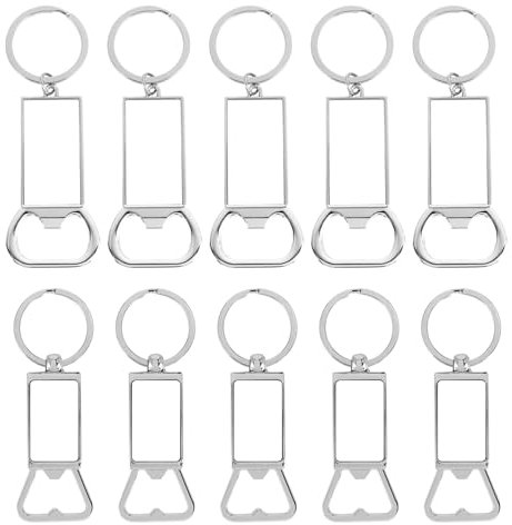 Graootoly Lot de 10 porte-clés vierges par sublimation – Porte-clés par sublimation ou décapsuleur en métal pour transfert de chaleur