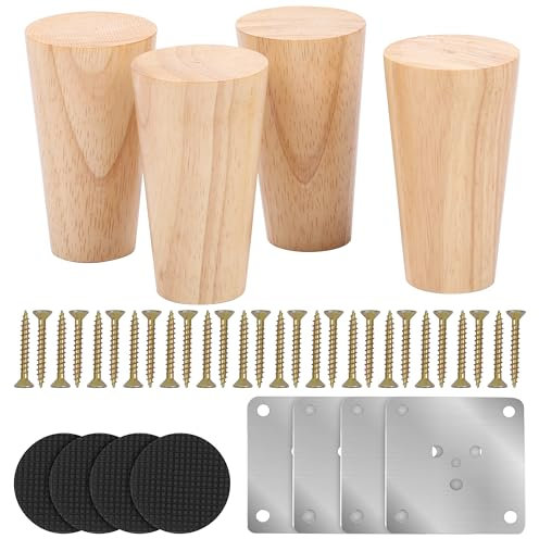 Belle Vous 4er Set Möbelfüße Holz - Mit Schrauben und Montageplatten - Bott mit Schrauben - Erhöhung oder Ersatz - 10cm - Füße für Möbel - Sofa - Schrank - Tisch - Sessel - Bett
