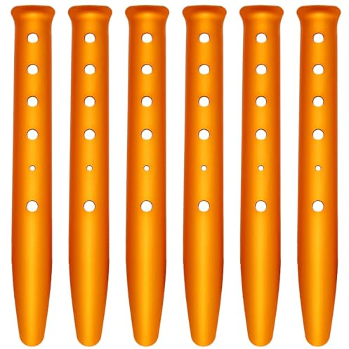 Tagtight 6 Stück Zeltheringen aus Aluminium, Camping Heringe, Sand-Zeltheringe, Zelt Stakes Pegs Nails, U-Form Heavy Duty Camping Heringe für Camping, Wandern, Markise