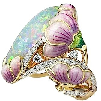 VALICLUD 1Stk Blumenring trendige Ringe Sterling-Ring Damenringe Opalringe ovaler Ring Geburtssteinring metallringe Fingerring Gussring aus Opalstein modischer Frauenring gemalt Schmuck