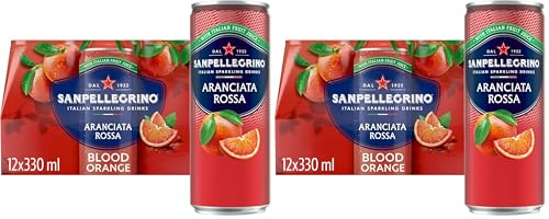 San Pellegrino Italian Sparkling Drinks Tastefully Light Sparkling Blood Orange Canned Soft Drink 12 x 330ml | 69 kCals per Can (Pack of 2)