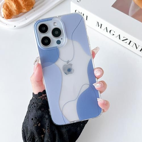 DEFBSC Compatible with iPhone 13 Pro Max Case, Transparent Color Mix Aesthetic Design Soft TPU Bumper Slim Thin Shock-Absorbing Protective Phone Cover - Grey