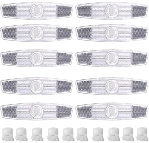 DabbOo Katzenaugen Weiss Fahrrad 10 Stück Fahrrad Reflektoren Katzenaugen Reflektoren Fahrrad Rückstrahler Speichenreflektoren Set Universal Geeignet für Rennrad Sicherheit Mountainbike(Weiß)