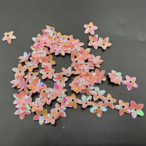 10 g/Packung 12 mm konkave Pflaumenblumen-Pailletten, Weihnachtsdekoration, Basteln, Pailletten, DIY-Ornament, Nähzubehör-AB Pink-12 mm
