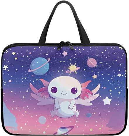 Xoenoiee Funda de transporte para laptop, bolsa portátil compatible con computadora portátil, maletín impermeable para mujeres y hombres, Lindos planetas galaxia axolotl, 12inch