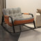 Doppelt Modern Komfortabel Gepolstert Schaukelstuhl, Relaxstuhl Sessel, für Schlafzimmer, Wohnzimmer, Ecke, Veranda, für Schlafzimmer Relaxsessel mit Metallgestell, mit Seitentaschen(Orange houndstoot