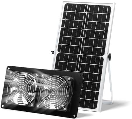 SUNYIMA Ventilateur solaire, 15 W, étanche, double ventilateur d'échappement solaire, pour petits poulaillers, hangars, niches pour animaux domestiques, circulation de l'air en plein air