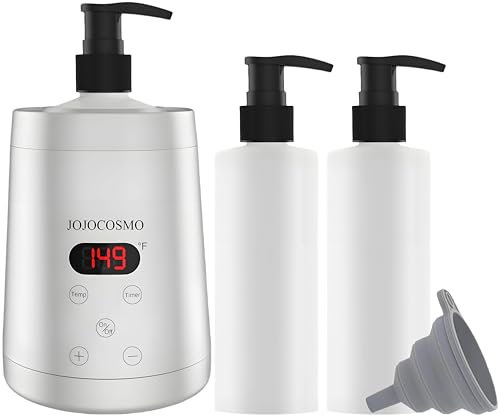 JOJOCOSMO Massage Oil Bottle Heater – Essential Oil Warmer with 360° Fast Heating, Stylized Silver Touch Design, Perfect for Spa & Salon