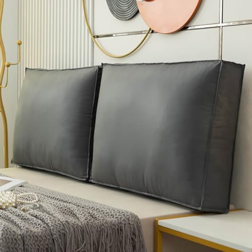 Rückenkissen Bett, Rückenlehne Bett, Lesekissen Rückenstützkissen mit Abnehmbarem Waschbarem Bezug, Bett Kissen Alternative als Kopfteil, Couchkissen, Wandkissen, Rückenpolster,Dark gray,60*60*12CM