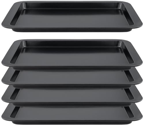 MOUYAT 5 PCS Baking Tray Set, 33x23x2cm Oven Trays Non Stick, Large Oven Baking Tray for Oven Cooking Serving Roasting