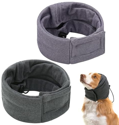 2 Pcs Dog Snood Ear Protectors, Adjustable Dog Calming Headband Hoodie Ear Wraps for Dogs Noise Protection, Comfort Dog Ear Muffs Dog Neck and Ears Warmer Hood Calming Pet Snood Ear Covers(S)