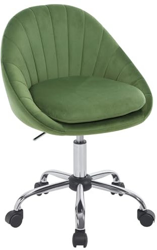 WOLTU Homeoffice Stuhl, Bürostuhl ergonomisch, Schminkstuhl drehbar, Drehstuhl mit Rollen, Schreibtischstuhl 150 kg belastbar, für Arbeitszimmer Schlafzimmer, Samt, Grün, BS167dgn
