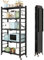 WUDLEP 5-Shelf Foldable Storage Shelves with Wheels, Large Capacity Shelving Unit, Heavy Duty Rolling Shelf No Assembly for Kitchen, Garage and Laundry Bathroom Tool Organization (Black)