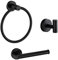 Black Towel Holder Towels Rail - Towel and Toilet Roll Holder Set 3, Matt Black, 090308