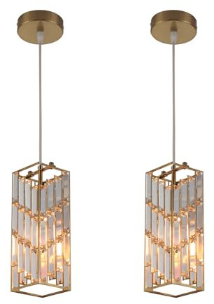 QTYQWC Lámparas de araña de Cristal con luz de Isla de Cocina Americana, construcción de Metal con lámpara Ajustable con Jaula de Cristal, para Sala de Estar, Comedor/Paquete de 1