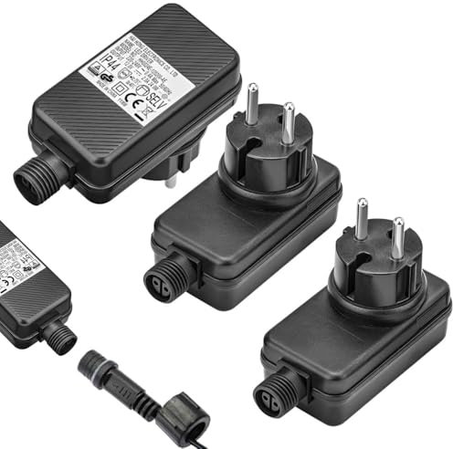 XPJBKC Lot de 3 adaptateurs d'alimentation LED 12 V 2 A 24 W - Pour spot de jardin - Adaptateur d'alimentation LED résistant à l'eau - Bloc d'alimentation basse tension - Remplacement pour guirlande