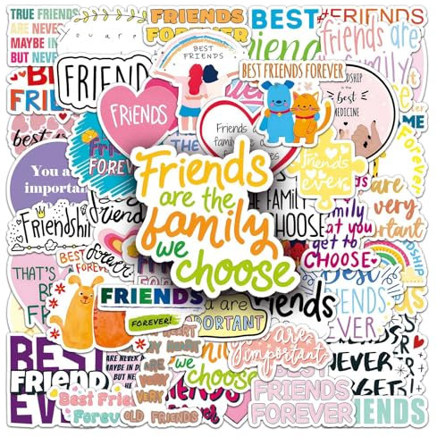 Friendship Stickers 51 Pcs Waterproof Aesthetic Cartoon Best Friend Sticker for Skateboard Water Bottle Laptop Scrapbook Car Bike Luggage Phone Helmet,Vinyl Cute Trendy Sticker for Adults Boys