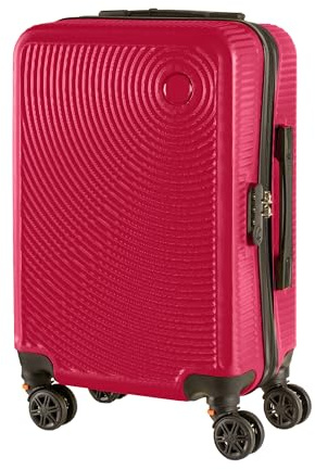 IlGruppone Trolley Bagaglio Mano Rigido 54x33x22 Piccolo Ultraleggero Valigia in ABS con 4 Ruote Rimovibili Manico Chiusura di Sicurezza per Compagnie Low Cost Economy Zaino da Viaggio - Fuxia