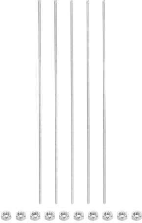 QUARKZMAN 5Pz M3 x 200mm Barra Filettata Completa con 10Pz Dadi Esagonali, Passo Filettatura 1.25mm Barra Filettata in Acciaio Inox 304 Destra Barre Perno