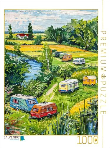 Puzzle · Wohnwagenidylle in Holland auf Einer Wiese | Wohnwagenidylle in Holland auf einer Wiese · 1000 Teile · Lege-Größe 64 × 48 cm · CALVENDO Puzzle