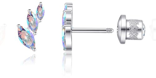 Limerencia 20G Hypoallergenic Flat Back Titanium Earrings,Cubic Zirconia Screw Back Stud Earrings for Women Cartilage
